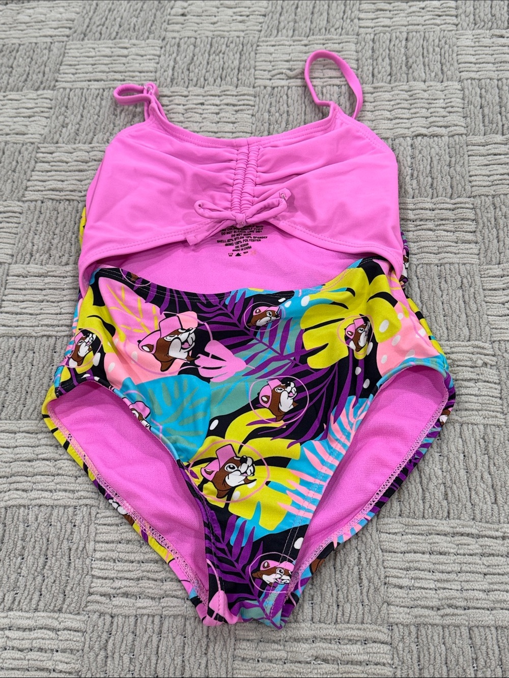 Girls' Buc-ee’s Pink Tropical Print One-Piece Swimsuit